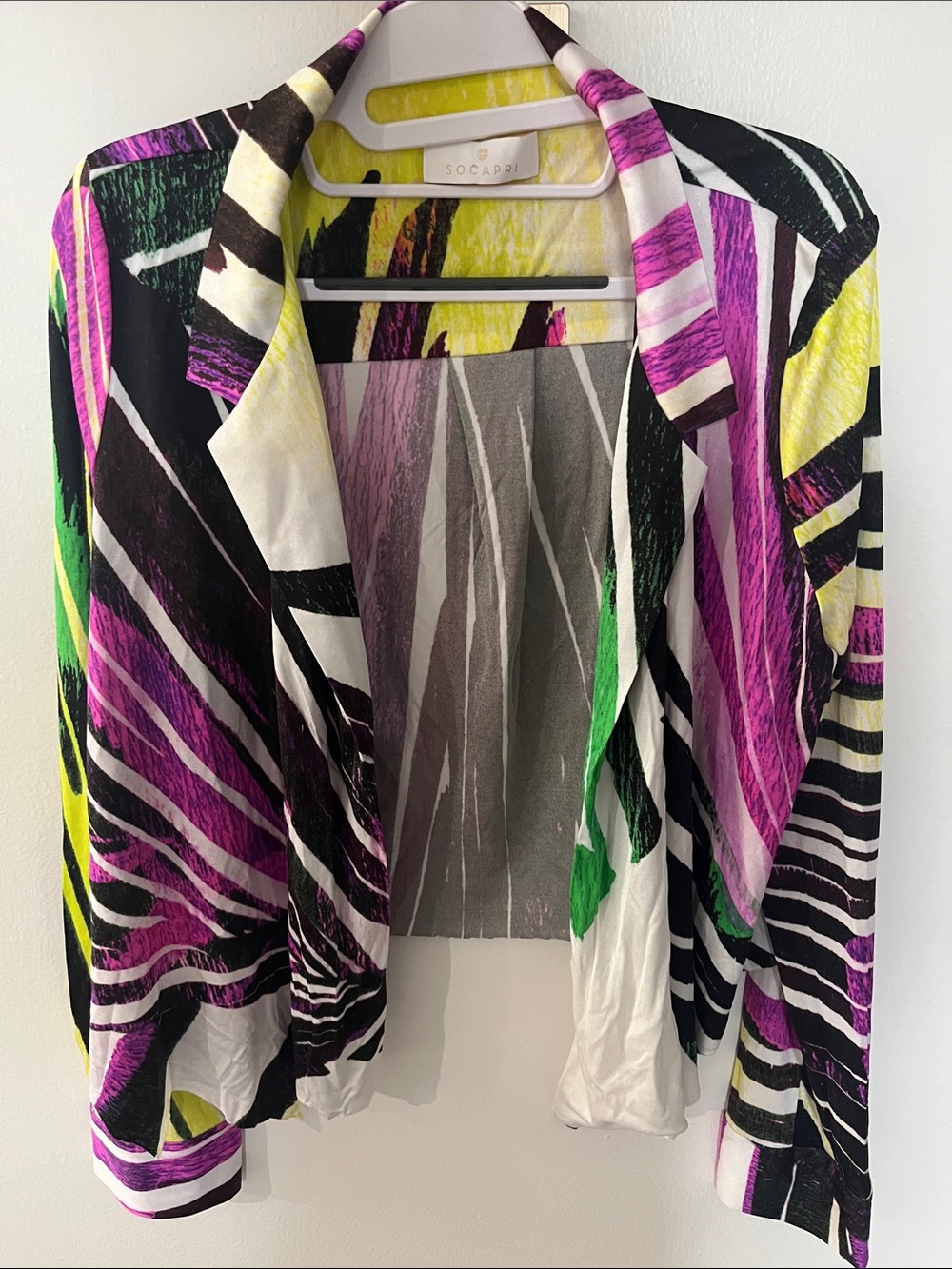 Women's SOCAPRI 100% Silk Vibrant Abstract Print Cardigan - Multi